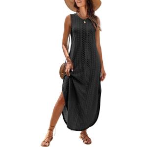 imageANRABESS Women Maxi Dress Summer Casual Loose Sleeveless Sundress Coverup Beach Eyelet Dresses 2026 Vacation Travel OutfitsBlack