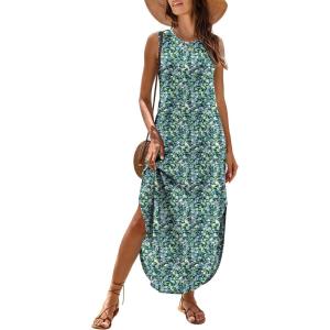 imageANRABESS Women Maxi Dress Summer Casual Loose Sleeveless Sundress Coverup Beach Eyelet Dresses 2026 Vacation Travel OutfitsBlue Green Floral