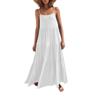 imageANRABESS Womens Maxi Dress 2026 Summer Casual Sleeveless Spaghetti Strap Boho Sundress Flowy Tiered Beach Vacation Long DressWhite