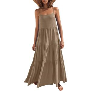 imageANRABESS Womens Maxi Dress 2026 Summer Casual Sleeveless Spaghetti Strap Boho Sundress Flowy Tiered Beach Vacation Long DressYellow Khaki