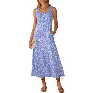 imageANRABESS Womens Maxi Dresses 2026 Summer Casual Scoop Neck Sleeveless Long Tank Dress Beach Sundress Travel Vacation ClothesBlue White Floral