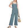 imageANRABESS Womens Jumpsuit Casual Summer Wide Leg Sleeveless Smocked One Piece Romper 2026 Beach Travel Vacation Jumper OutfitsBlue