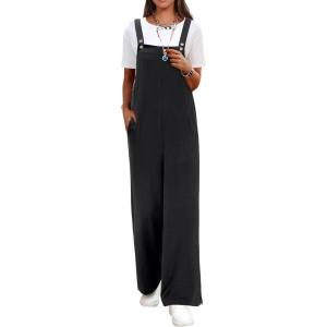 imageANRABESS Overalls for Women 2026 Summer Casual Loose One Piece Outfits Baggy Wide Leg Jumpers Lightweight Comfy RompersBlack