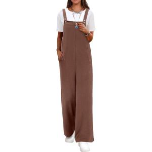 imageANRABESS Overalls for Women 2026 Summer Casual Loose One Piece Outfits Baggy Wide Leg Jumpers Lightweight Comfy RompersBrown