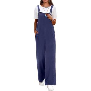 imageANRABESS Overalls for Women 2026 Summer Casual Loose One Piece Outfits Baggy Wide Leg Jumpers Lightweight Comfy RompersNavy Blue