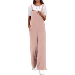 imageANRABESS Overalls for Women 2026 Summer Casual Loose One Piece Outfits Baggy Wide Leg Jumpers Lightweight Comfy RompersPink