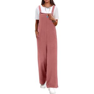 imageANRABESS Overalls for Women 2026 Summer Casual Loose One Piece Outfits Baggy Wide Leg Jumpers Lightweight Comfy RompersRust