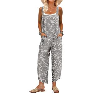 imageANRABESS Overalls for Women Casual Summer Jumpsuits Adjustable Straps Loose Fit Bib Overalls Pockets Spring Vacation ClothesKhaki Polka Dot