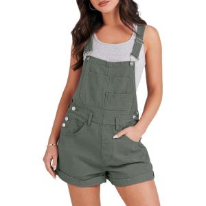imageANRABESS Overalls for Women Denim Shorts Overalls 2026 Summer Casual Loose Fit Adjustable Rompers Jean jumpsuit Bib ShortallsArmy Green