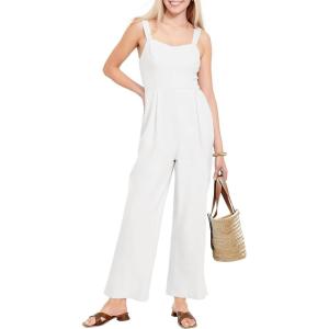 imageANRABESS Womens Jumpsuit Casual Summer Wide Leg Sleeveless Smocked One Piece Romper 2026 Beach Travel Vacation Jumper OutfitsWhite