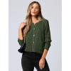 image:imageANRABESS Women Cardigan Sweater Dressy Casual Classic Long Sleeve Crew Neck Button Down Tweed Knit Jacket 2026 Fall OutfitsArmy Green