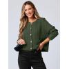image:imageANRABESS Women Cardigan Sweater Dressy Casual Classic Long Sleeve Crew Neck Button Down Tweed Knit Jacket 2026 Fall OutfitsArmy Green