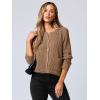 image:imageANRABESS Women Cardigan Sweater Dressy Casual Classic Long Sleeve Crew Neck Button Down Tweed Knit Jacket 2026 Fall OutfitsDark Khaki