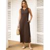 image:imageANRABESS Women Summer Casual Sleeveless Maxi Sundress Beach Tank Dresses Pockets Travel Vacation Clothes Cruise Outfits 2026Brown
