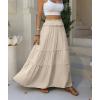 image:imageANRABESS Womens Maxi Skirt Flowy Swing Ruffle Tiered Elastic High Waist Long Skirts 2026 Summer Casual Beach Vacation ClothesApricot