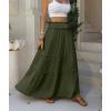 image:imageANRABESS Womens Maxi Skirt Flowy Swing Ruffle Tiered Elastic High Waist Long Skirts 2026 Summer Casual Beach Vacation ClothesGreen