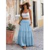 image:imageANRABESS Womens Maxi Skirt Flowy Swing Ruffle Tiered Elastic High Waist Long Skirts 2026 Summer Casual Beach Vacation ClothesLight Blue