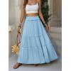 image:imageANRABESS Womens Maxi Skirt Flowy Swing Ruffle Tiered Elastic High Waist Long Skirts 2026 Summer Casual Beach Vacation ClothesLight Blue