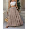 image:imageANRABESS Womens Maxi Skirt Flowy Swing Ruffle Tiered Elastic High Waist Long Skirts 2026 Summer Casual Beach Vacation ClothesLight Brown