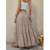 image:imageANRABESS Womens Maxi Skirt Flowy Swing Ruffle Tiered Elastic High Waist Long Skirts 2026 Summer Casual Beach Vacation ClothesLight Brown