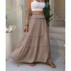 image:imageANRABESS Womens Maxi Skirt Flowy Swing Ruffle Tiered Elastic High Waist Long Skirts 2026 Summer Casual Beach Vacation ClothesLight Brown