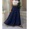 image:imageANRABESS Womens Maxi Skirt Flowy Swing Ruffle Tiered Elastic High Waist Long Skirts 2026 Summer Casual Beach Vacation ClothesNavy Blue