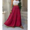image:imageANRABESS Womens Maxi Skirt Flowy Swing Ruffle Tiered Elastic High Waist Long Skirts 2026 Summer Casual Beach Vacation ClothesRed