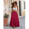 image:imageANRABESS Womens Maxi Skirt Flowy Swing Ruffle Tiered Elastic High Waist Long Skirts 2026 Summer Casual Beach Vacation ClothesRed