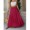 image:imageANRABESS Womens Maxi Skirt Flowy Swing Ruffle Tiered Elastic High Waist Long Skirts 2026 Summer Casual Beach Vacation ClothesRed