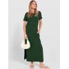 image:imageANRABESS Womens Summer Casual Maxi Dress Short Sleeve Crewneck Split WrinkleFree Travel Long Sundress Beach Vacation ClothesDeep Green