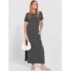 image:imageANRABESS Womens Summer Casual Maxi Dress Short Sleeve Crewneck Split WrinkleFree Travel Long Sundress Beach Vacation ClothesDeep Grey