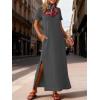 image:imageANRABESS Womens Summer Casual Maxi Dress Short Sleeve Crewneck Split WrinkleFree Travel Long Sundress Beach Vacation ClothesDeep Grey