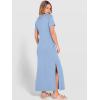 image:imageANRABESS Womens Summer Casual Maxi Dress Short Sleeve Crewneck Split WrinkleFree Travel Long Sundress Beach Vacation ClothesLight Blue
