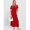 image:imageANRABESS Womens Summer Casual Maxi Dress Short Sleeve Crewneck Split WrinkleFree Travel Long Sundress Beach Vacation ClothesRed