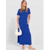 image:imageANRABESS Womens Summer Casual Maxi Dress Short Sleeve Crewneck Split WrinkleFree Travel Long Sundress Beach Vacation ClothesRoyal Blue