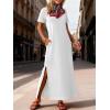 image:imageANRABESS Womens Summer Casual Maxi Dress Short Sleeve Crewneck Split WrinkleFree Travel Long Sundress Beach Vacation ClothesWhite
