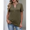 image:imageANRABESS Womens Tops Business Casual 2026 Spring Short Sleeve Henley V Neck Shirts Dressy Work Blouse Summer Trendy ClothingArmy Green