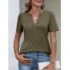 image:imageANRABESS Womens Tops Business Casual 2026 Spring Short Sleeve Henley V Neck Shirts Dressy Work Blouse Summer Trendy ClothingArmy Green