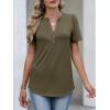 image:imageANRABESS Womens Tops Business Casual 2026 Spring Short Sleeve Henley V Neck Shirts Dressy Work Blouse Summer Trendy ClothingArmy Green