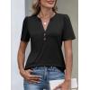 image:imageANRABESS Womens Tops Business Casual 2026 Spring Short Sleeve Henley V Neck Shirts Dressy Work Blouse Summer Trendy ClothingBlack