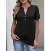 image:imageANRABESS Womens Tops Business Casual 2026 Spring Short Sleeve Henley V Neck Shirts Dressy Work Blouse Summer Trendy ClothingBlack