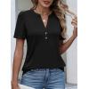 image:imageANRABESS Womens Tops Business Casual 2026 Spring Short Sleeve Henley V Neck Shirts Dressy Work Blouse Summer Trendy ClothingBlack