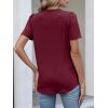 image:imageANRABESS Womens Tops Business Casual 2026 Spring Short Sleeve Henley V Neck Shirts Dressy Work Blouse Summer Trendy ClothingBurgundy