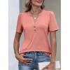 image:imageANRABESS Womens Tops Business Casual 2026 Spring Short Sleeve Henley V Neck Shirts Dressy Work Blouse Summer Trendy ClothingCoral Pink