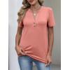 image:imageANRABESS Womens Tops Business Casual 2026 Spring Short Sleeve Henley V Neck Shirts Dressy Work Blouse Summer Trendy ClothingCoral Pink