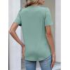 image:imageANRABESS Womens Tops Business Casual 2026 Spring Short Sleeve Henley V Neck Shirts Dressy Work Blouse Summer Trendy ClothingSage Green