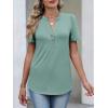 image:imageANRABESS Womens Tops Business Casual 2026 Spring Short Sleeve Henley V Neck Shirts Dressy Work Blouse Summer Trendy ClothingSage Green