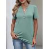 image:imageANRABESS Womens Tops Business Casual 2026 Spring Short Sleeve Henley V Neck Shirts Dressy Work Blouse Summer Trendy ClothingSage Green