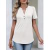 image:imageANRABESS Womens Tops Business Casual 2026 Spring Short Sleeve Henley V Neck Shirts Dressy Work Blouse Summer Trendy ClothingWhite