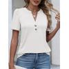 image:imageANRABESS Womens Tops Business Casual 2026 Spring Short Sleeve Henley V Neck Shirts Dressy Work Blouse Summer Trendy ClothingWhite